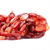 Агат полосатый оранжево-красный граненый - бусина овал, 18x13x6 мм.