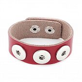 Браслет кожаный Chunk красный на 3 кнопки