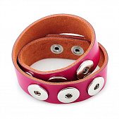 Браслет кожаный Chunk двойной фуксия