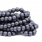 Бусина стеклянная "Метеорит" темно-серая - шар, 8 мм.