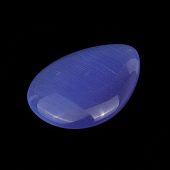 Стеклянный кабошон "Шелк" (капля) ярко-синий, 18x13x3 мм.
