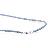 Заготовка для ожерелья кожаная плетеная  44 см. голубая