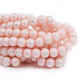 Бусина стеклянная "Метеорит" нежно-персиковая - шар, 8 мм.