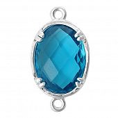 Коннектор "CRYSTALS" синий овал сереб.
