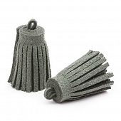 Подвеска - кисть замшевая темно-серая, 30х12 мм.