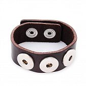 Браслет кожаный Chunk кофейный 244x24 мм на 3 кнопки