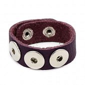 Браслет кожаный Chunk пурпурный на 3 кнопки