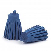 Подвеска - кисть замшевая ярко-синяя, 30х12 мм.