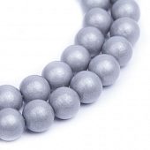 Бусина стеклянная глазурованная серая - бусина шар, 8 мм.