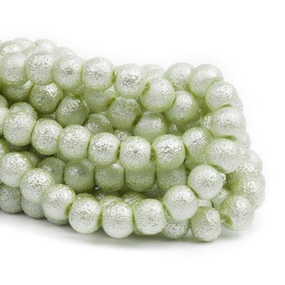 Бусина стеклянная "Метеорит" нежная зелень - шар, 8 мм.