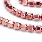 Гематит граненый "Розовое золото" - бусина бочонок, 3,5х3х4 мм.