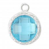 Подвеска "CRYSTALS" голубая круг сереб.
