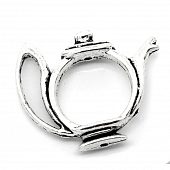 Бусина - рамка "Чайник полый" сереб.