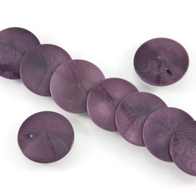 Бусина плоская круглая со скошенным отверстием пурпурная