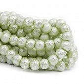 Бусина стеклянная "Метеорит" нежная зелень - шар, 8 мм.