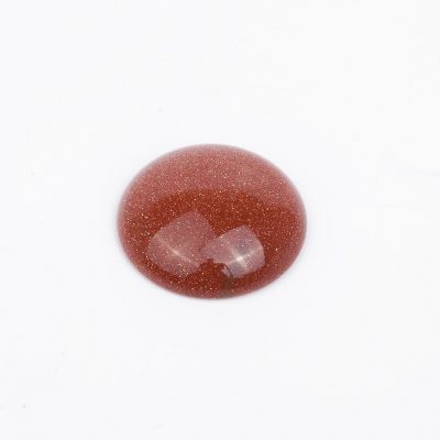 Авантюрин синтетический рыжий - кабошон круглый, 16x5 мм.