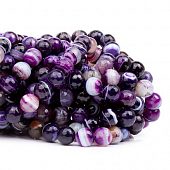Агат полосатый граненый фиолетовый - бусина шар, 10 мм.