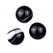 Агат черный - кабошон круглый, 16x5 мм.