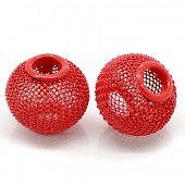 Бусина PNDR "Сеточка" 20х17 мм. красная