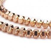 Гематит граненый "Золото" - бусина бочонок, 3,5х3х4 мм.