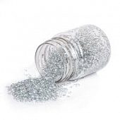 Стеклянная крошка галтованная с покрытием серо-голубой металлик, 1-1.5 мм.