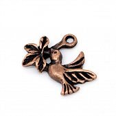 Подвеска "Птица с цветочком" медн.