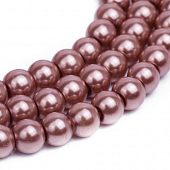 Жемчуг стеклянный красно-коричневый - бусина шар, 6 мм.