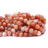 Агат полосатый граненый оранжевый - бусина шар, 10 мм.