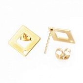 Пуссеты "Квадраты" золот.