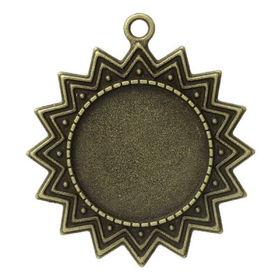 Кулон для вставки "Солнечный круг" (вн.разм. 25 мм.) бронз.