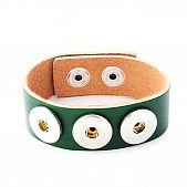 Браслет кожаный Chunk изумрудный на 3 кнопки