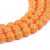 Бусина стеклянная глазурованная оранжевая - шар, 6 мм.