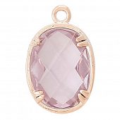 Подвеска "CRYSTALS" светло-розовая овал 19х12 мм.