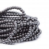Гематит немагнитный черный - бусина шар, 3 мм.