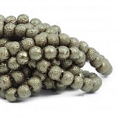 Бусина стеклянная "Метеорит" оливковая - шар, 8 мм.