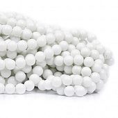 Бусина стеклянная глазурованная белая - бусина шар, 8 мм.