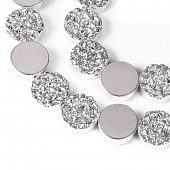 Гематит немагнитный "Мятая фольга" серебристый - бусина круг, 12 мм.