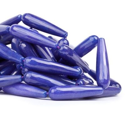 Кварц граненый сине-фиолетовый - бусина капля, 49x12 мм.