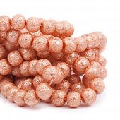 Бусина стеклянная "Метеорит" песочно-золотая - шар, 8 мм.