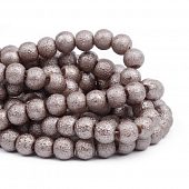 Бусина стеклянная "Метеорит" бежевая - шар, 8 мм.