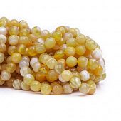 Агат полосатый граненый желтый - бусина шар, 6 мм.