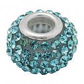 Бусина PNDR со стразами голубая