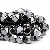 Гематит немагнитный граненый темно-серый - бусина кубик, 9,5 мм.