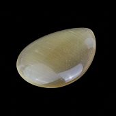 Стеклянный кабошон "Шелк" (капля) оливковый, 18x13x3 мм.