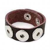 Браслет кожаный Chunk кофейный на 3 кнопки