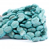 Бирюза граненая - бусина овал, 18 мм.