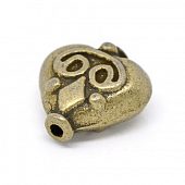Бусина "Сердечко" продольная бронз.