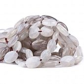 Лунный камень серый граненый - бусина овал, 12x8x4 мм.