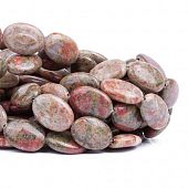 Унакит - бусина овал, 18x13x6 мм.