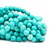 Говлит граненый бирюзовый - бусина шар, 10 мм.